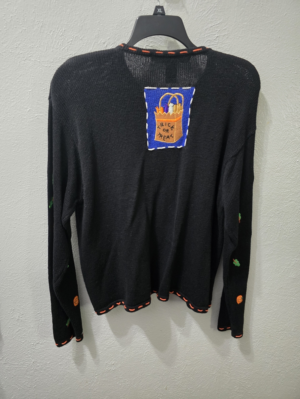 Women's Black Halloween Patchwork Cardigan Sweater - Picture 3 of 5